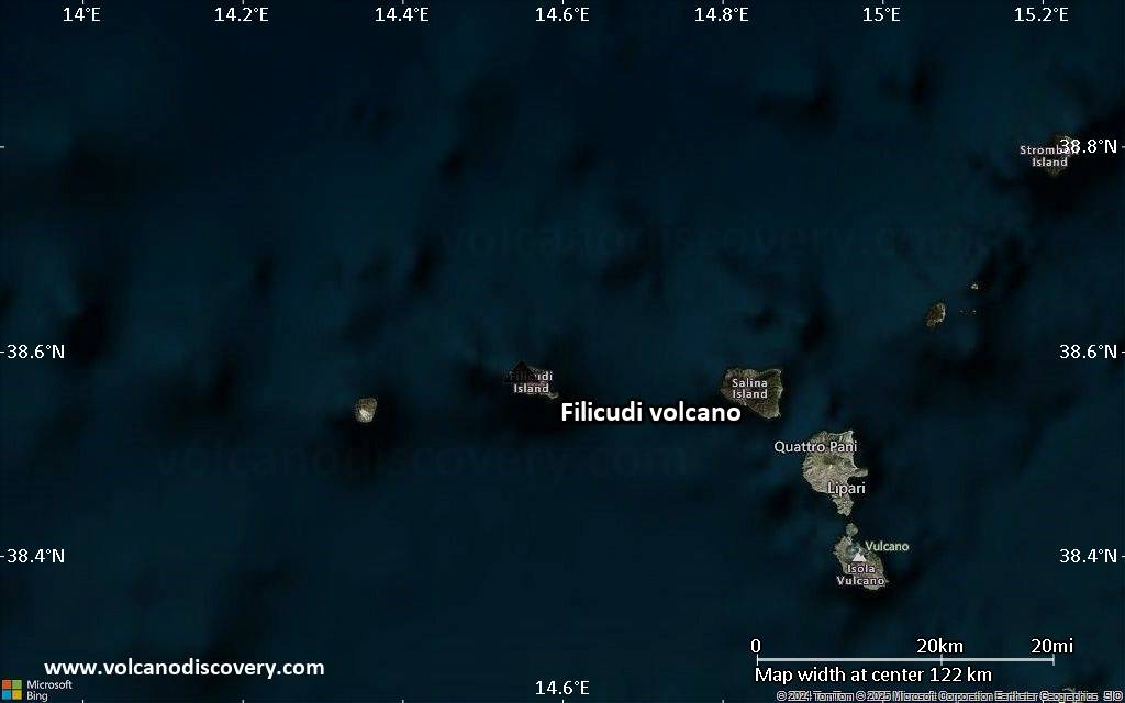 Satellite/aerial-type map of Filicudi volcano (local scale small)