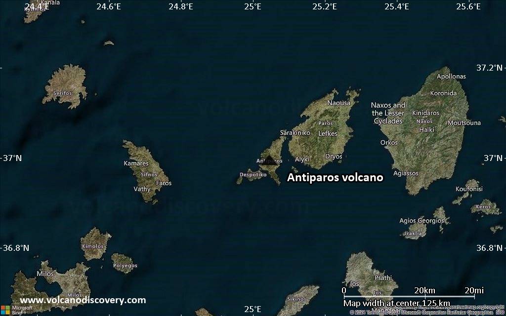 Satellite/aerial-type map of Antiparos volcano (local scale small)