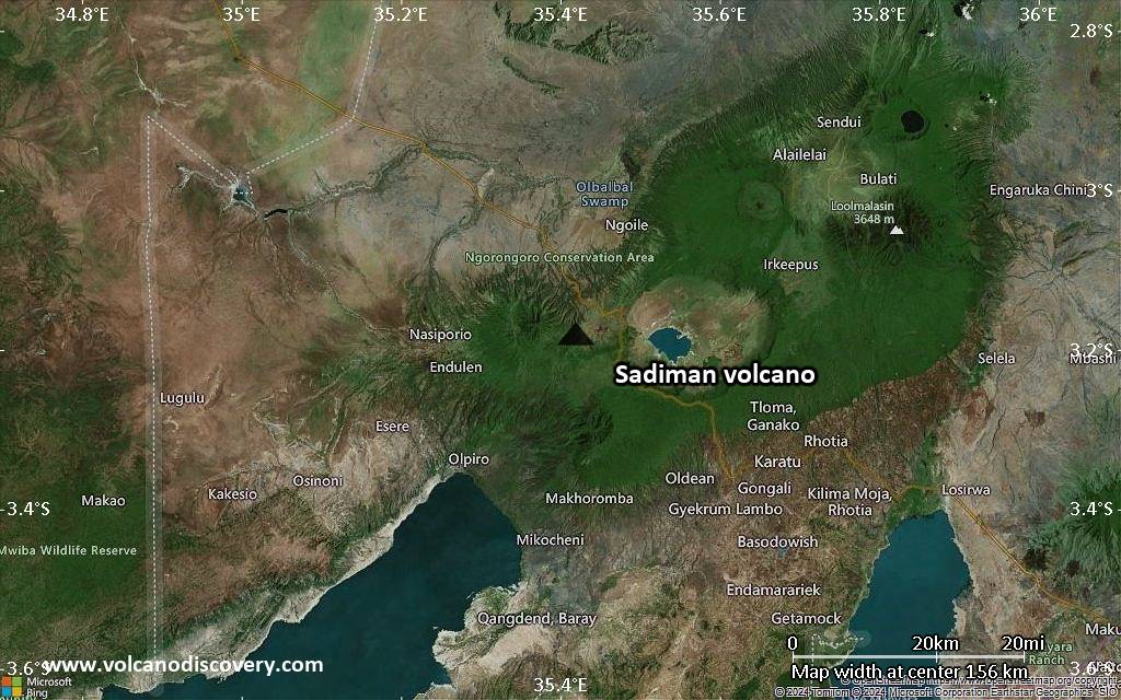 Satellite/aerial-type map of Sadiman volcano (local scale small)