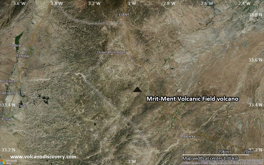 Satellite/aerial-type map of Mrit-Ment Volcanic Field volcano (local scale small)