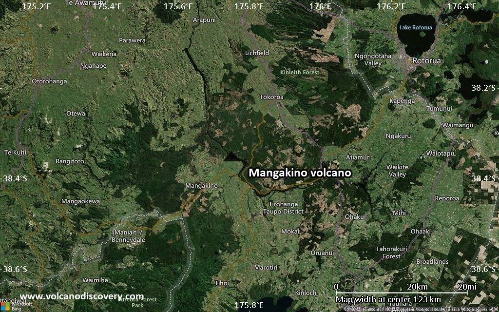 Satellite/aerial-type map of Mangakino volcano (local scale small)