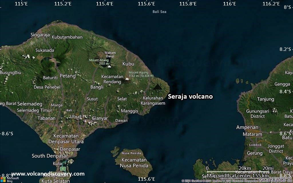 Satellite/aerial-type map of Seraja volcano (local scale small)