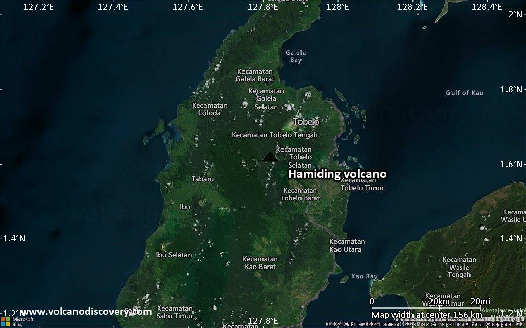 Satellite/aerial-type map of Hamiding volcano (local scale small)
