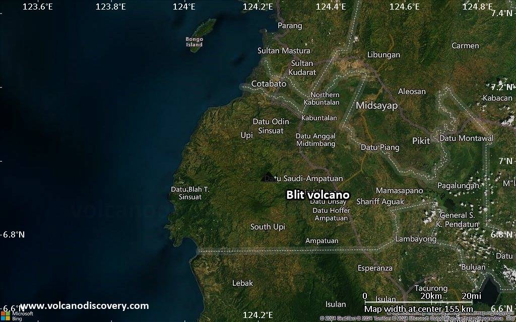 Satellite/aerial-type map of Blit volcano (local scale small)