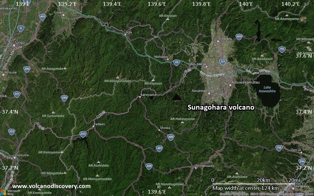 Satellite/aerial-type map of Sunagohara volcano (local scale small)