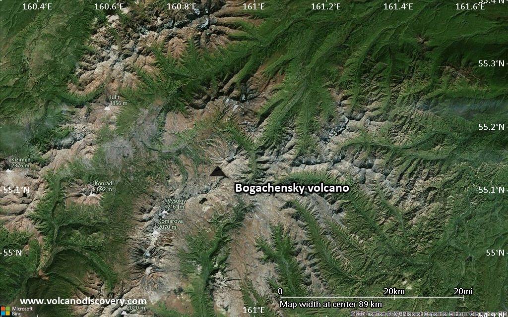 Satellite/aerial-type map of Bogachensky volcano (local scale small)