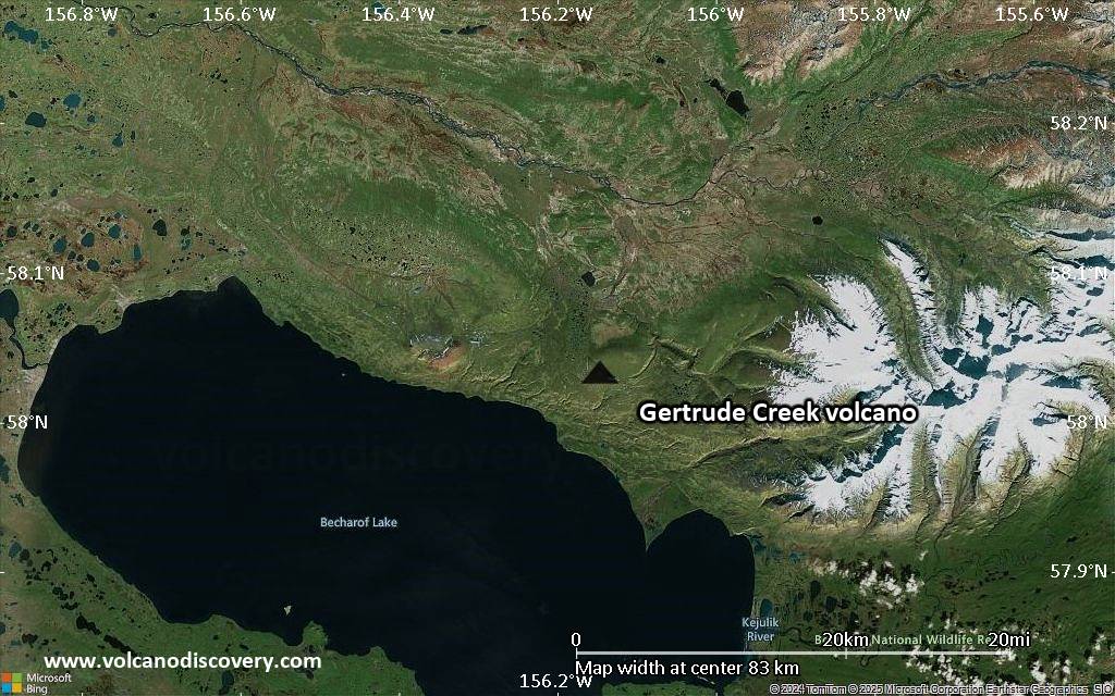 Satellite/aerial-type map of Gertrude Creek volcano (local scale small)