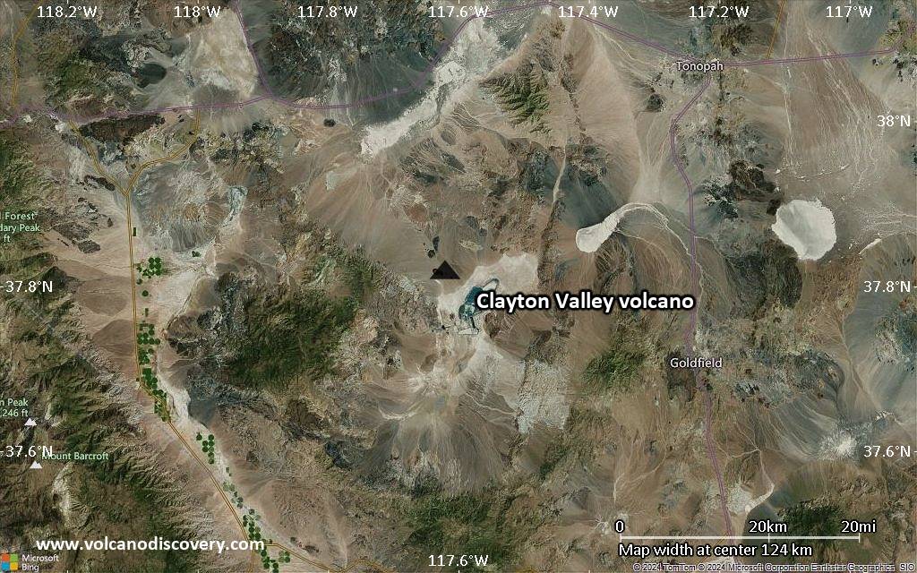 Satellite/aerial-type map of Clayton Valley volcano (local scale small)