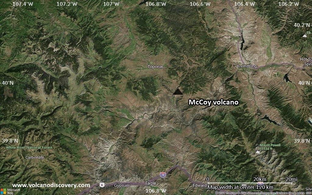 Satellite/aerial-type map of McCoy volcano (local scale small)