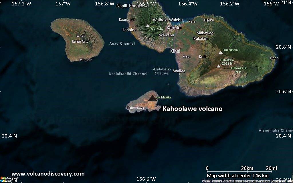Satellite/aerial-type map of Kahoolawe volcano (local scale small)