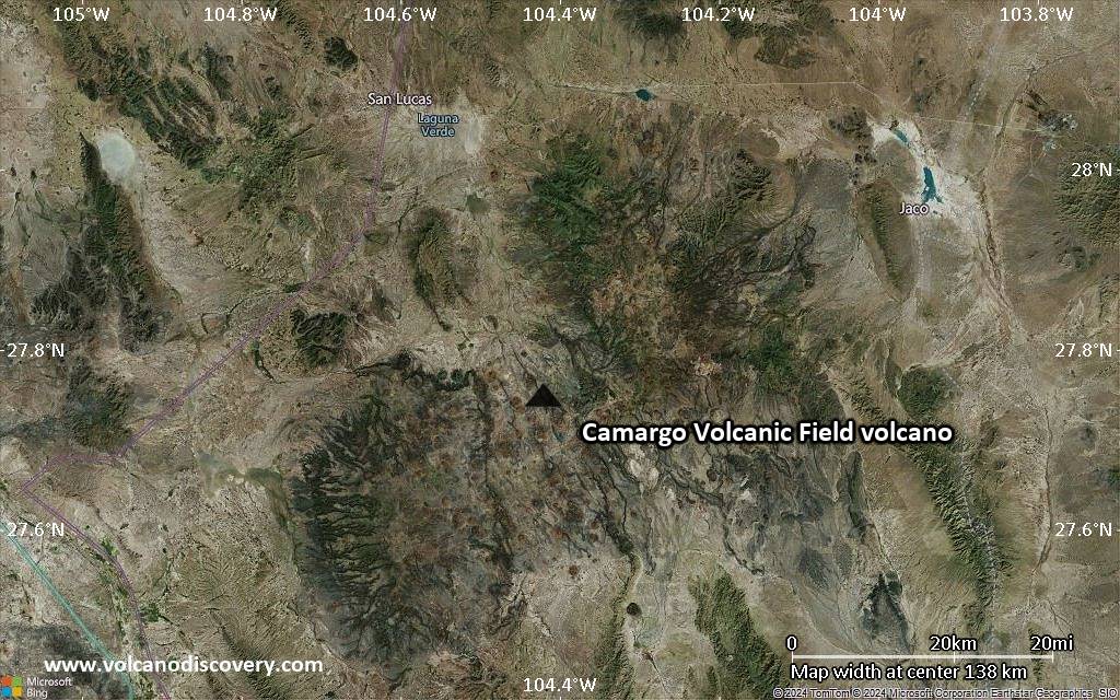 Satellite/aerial-type map of Camargo Volcanic Field volcano (local scale small)