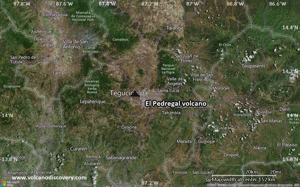 Satellite/aerial-type map of El Pedregal volcano (local scale small)