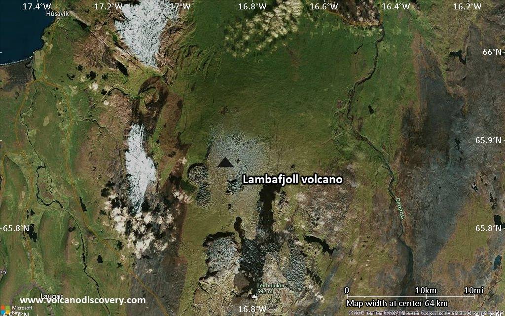 Satellite/aerial-type map of Lambafjoll volcano (local scale small)