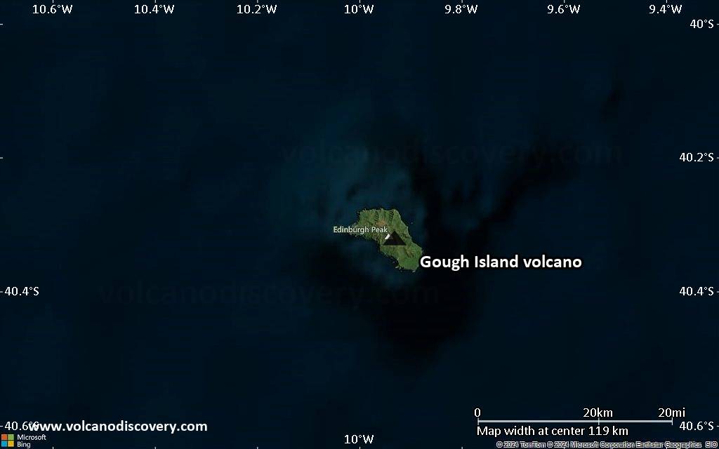 Satellite/aerial-type map of Gough Island volcano (local scale small)