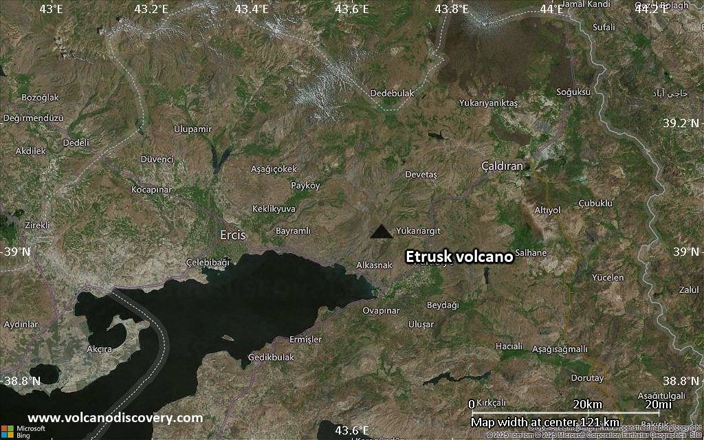 Satellite/aerial-type map of Etrusk volcano (local scale small)