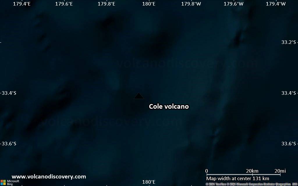 Satellite/aerial-type map of Cole volcano (local scale small)