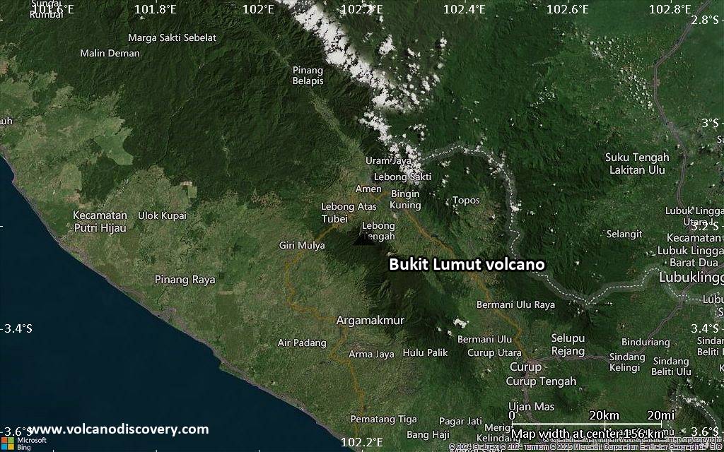 Satellite/aerial-type map of Bukit Lumut volcano (local scale small)