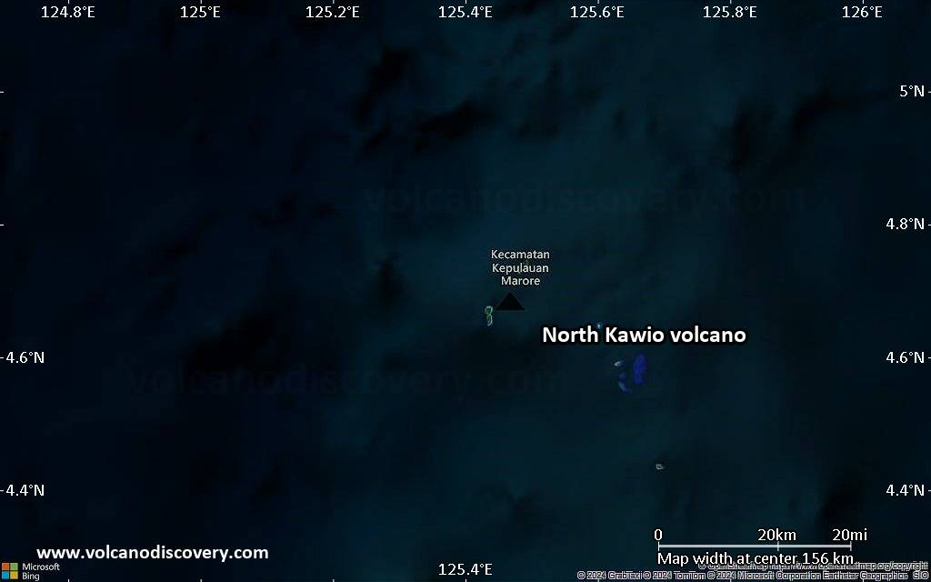 Satellite/aerial-type map of North Kawio volcano (local scale small)