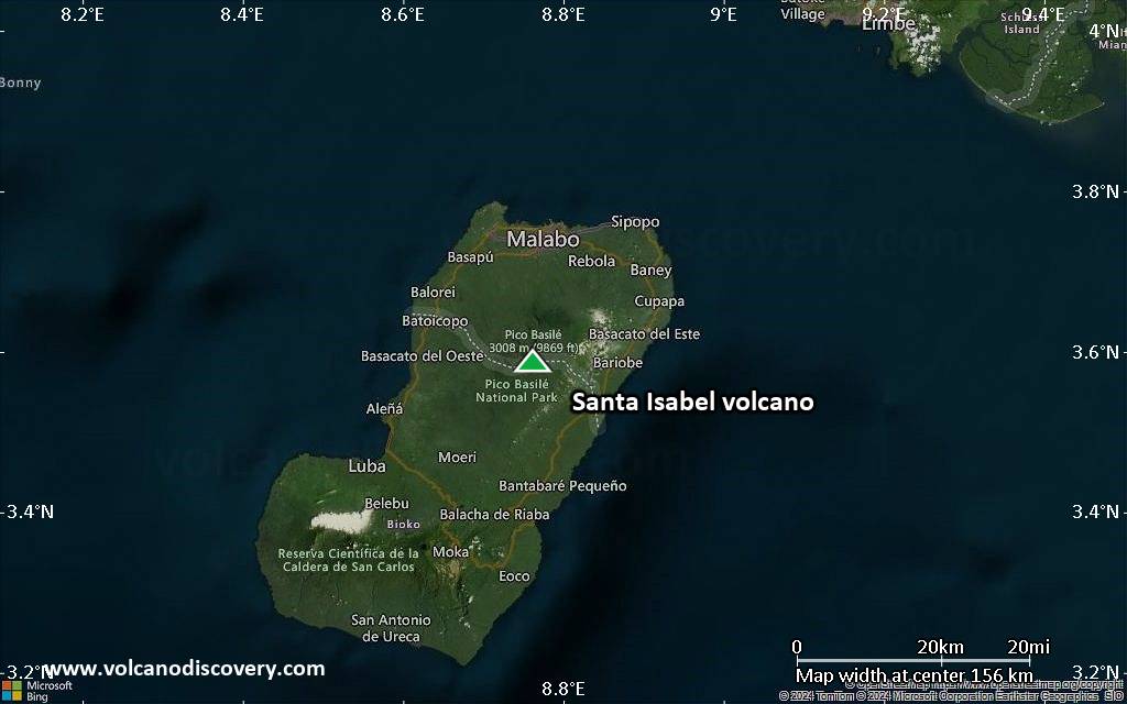 Satellite/aerial-type map of Santa Isabel volcano (local scale small)