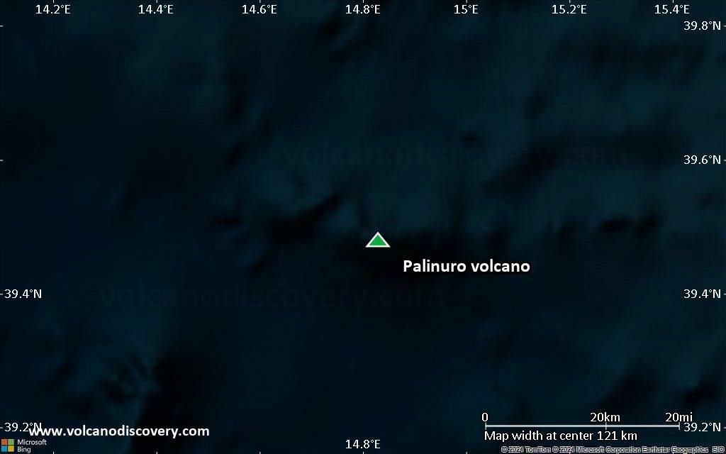 Satellite/aerial-type map of Palinuro volcano (local scale small)