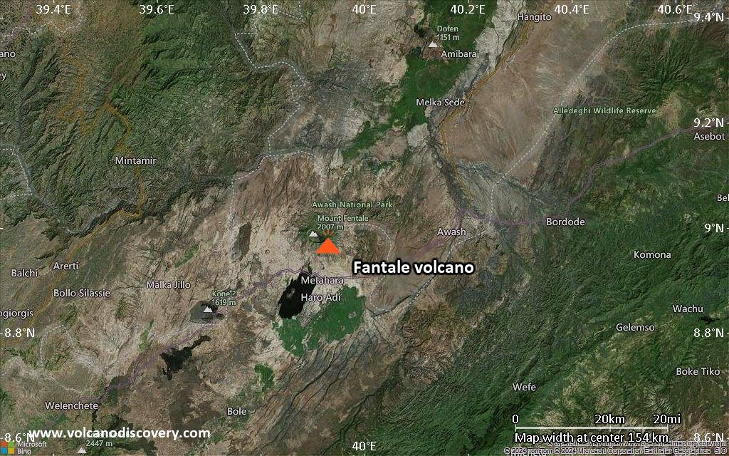 Satellite/aerial-type map of Fantale volcano (local scale small)