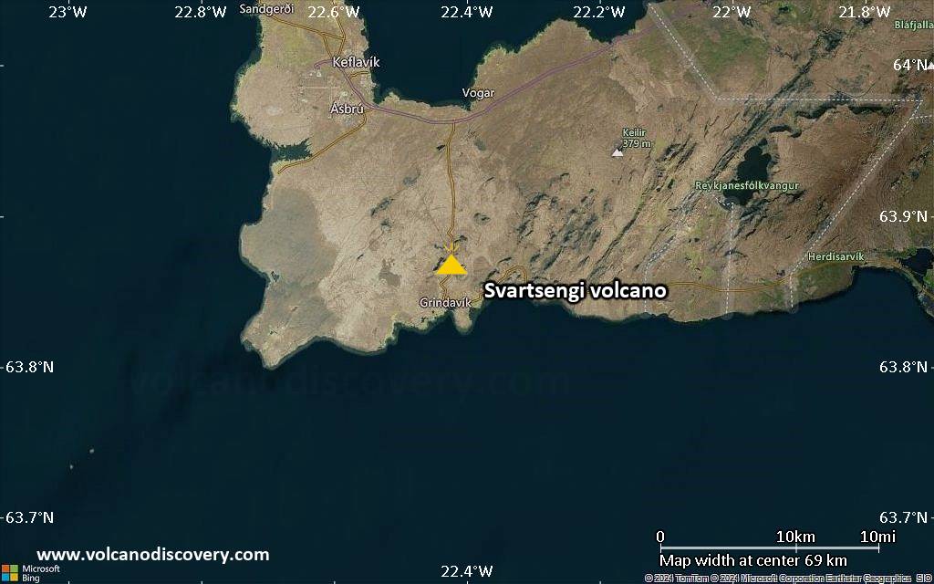 Satellite/aerial-type map of Svartsengi volcano (local scale small)