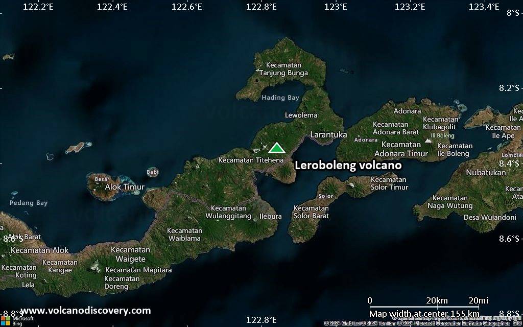 Satellite/aerial-type map of Leroboleng volcano (local scale small)