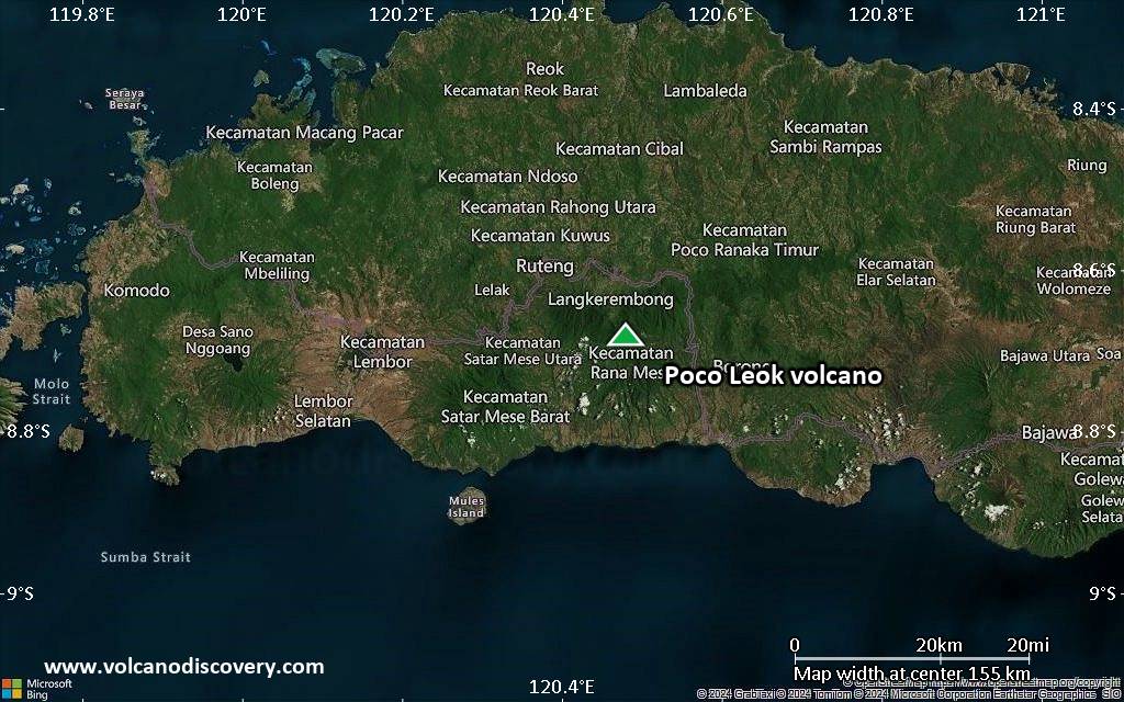 Satellite/aerial-type map of Poco Leok volcano (local scale small)