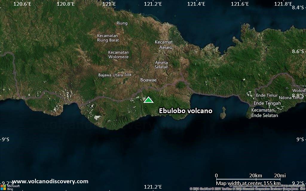 Satellite/aerial-type map of Ebulobo volcano (local scale small)