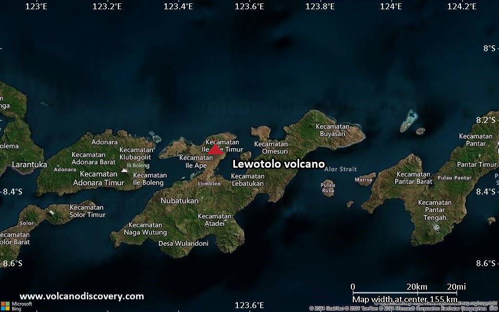 Satellite/aerial-type map of Lewotolo volcano (local scale small)