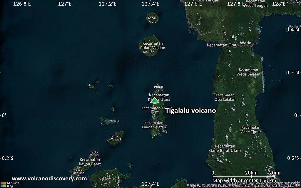 Satellite/aerial-type map of Tigalalu volcano (local scale small)