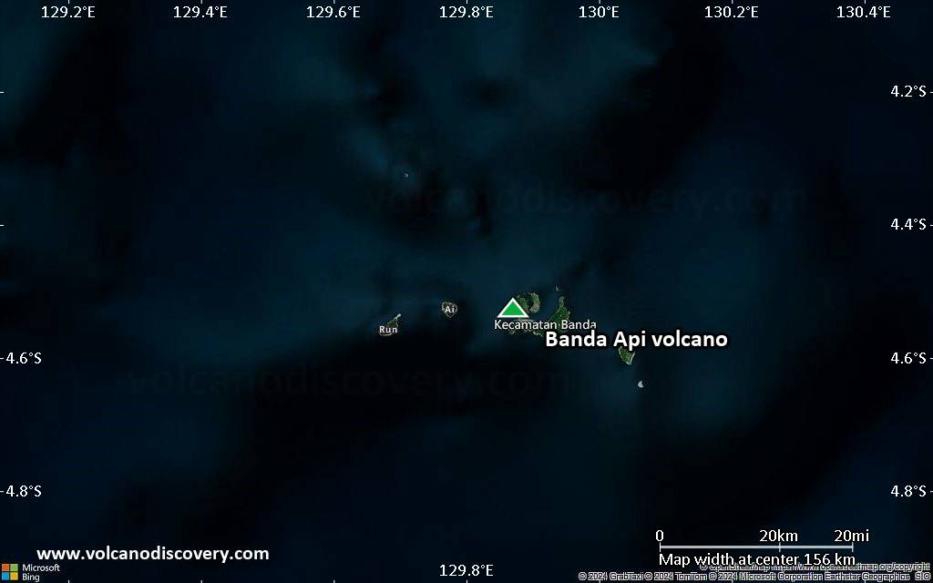 Satellite/aerial-type map of Banda Api volcano (local scale small)
