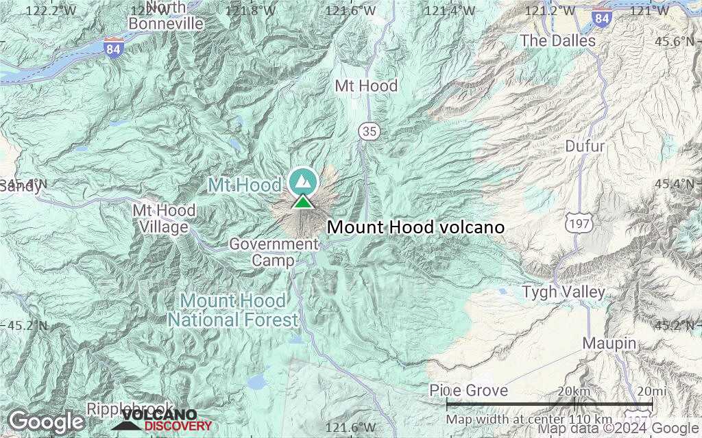 Terrain-type map of Mount Hood volcano (local scale small)