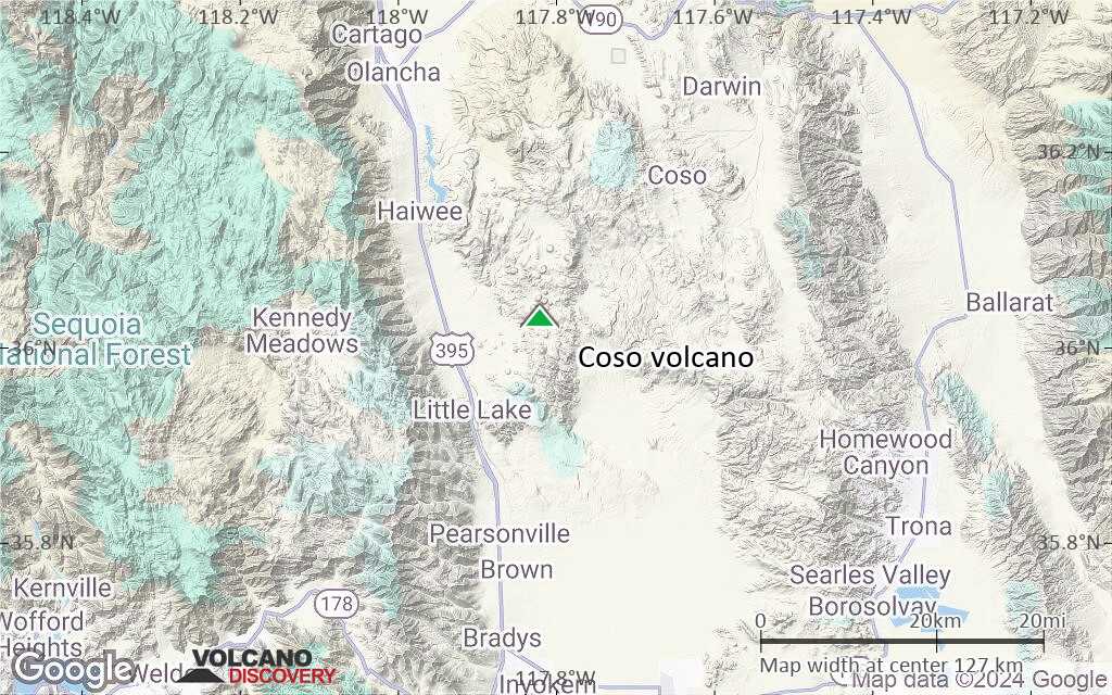 Terrain-type map of Coso volcano (local scale small)