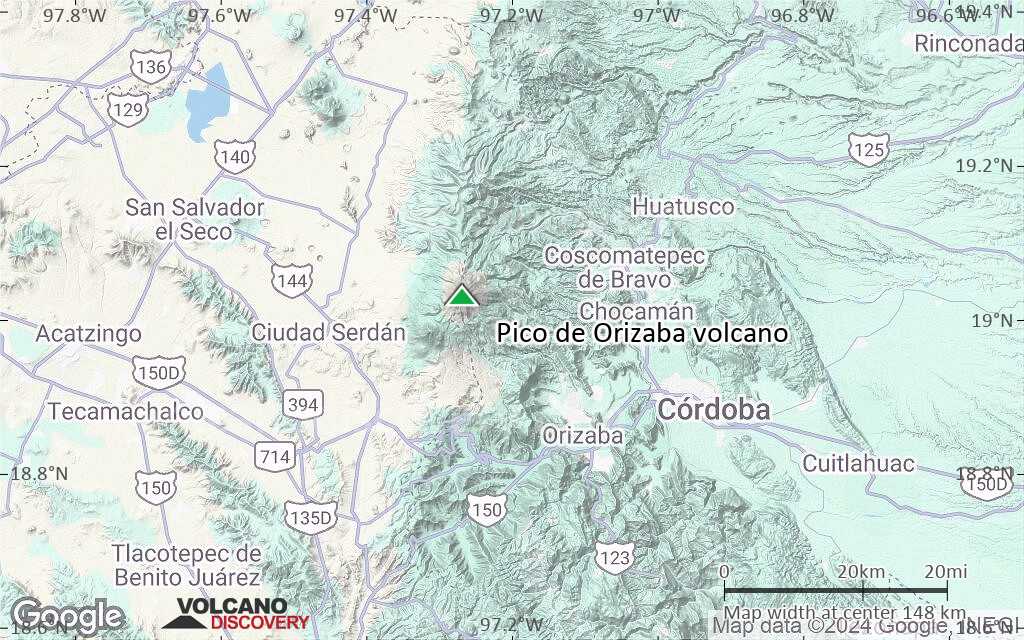 Terrain-type map of Pico de Orizaba volcano (local scale small)
