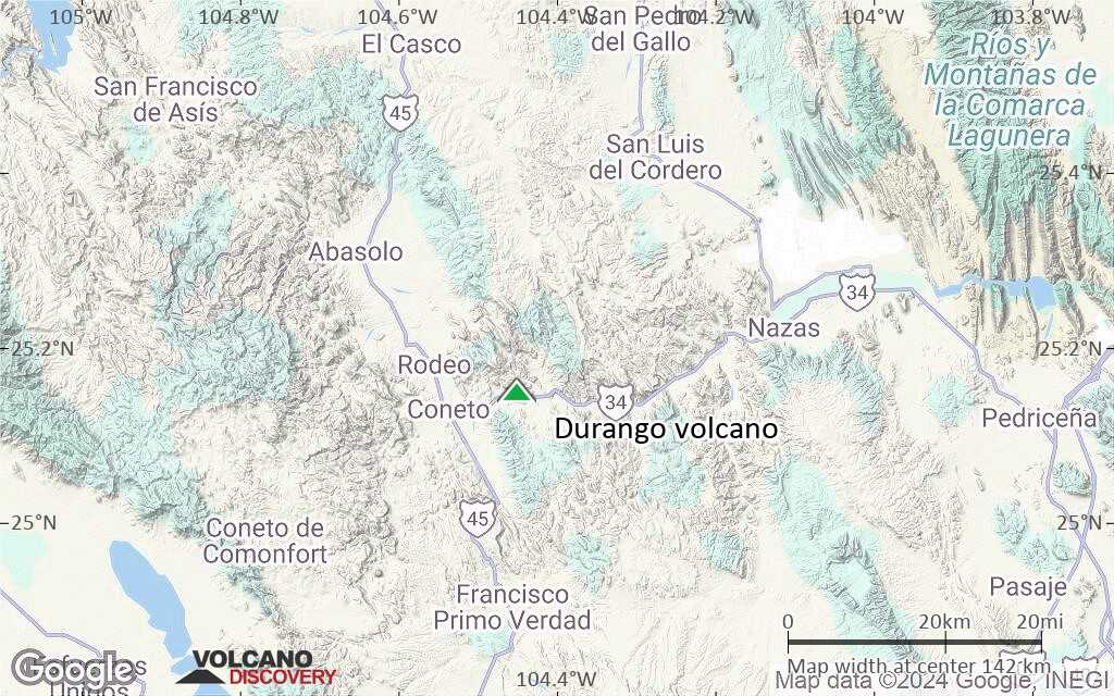 Terrain-type map of Durango volcano (local scale small)