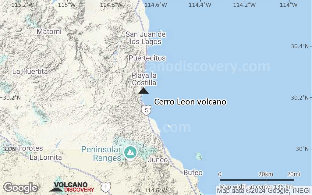 Terrain-type map of Cerro Leon volcano (local scale small)