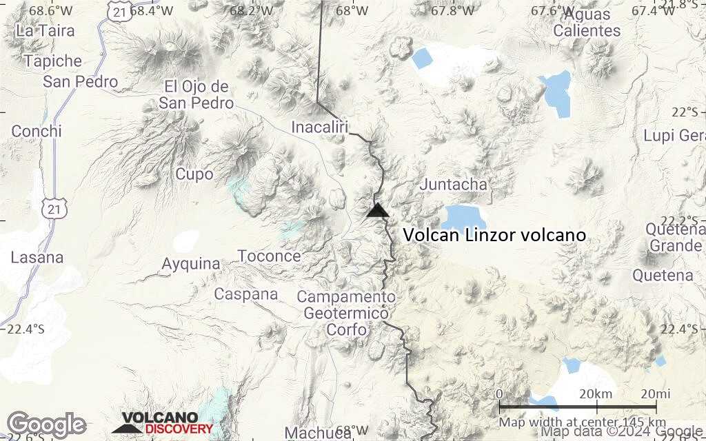 Terrain-type map of Volcan Linzor volcano (local scale small)