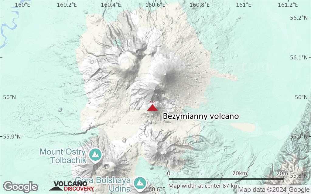 Terrain-type map of Bezymianny volcano (local scale small)