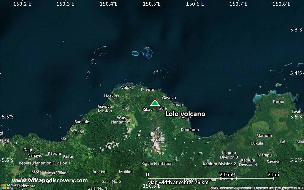 Satellite/aerial-type map of Lolo volcano (scale of 10s of km)