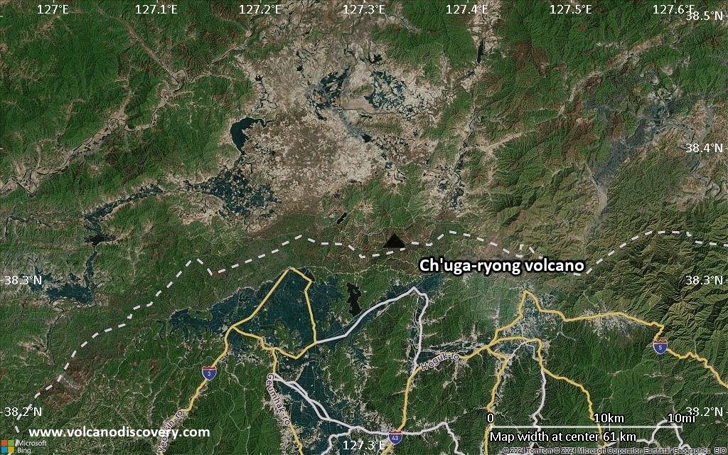 Satellite/aerial-type map of Ch'uga-ryong volcano (scale of 10s of km)