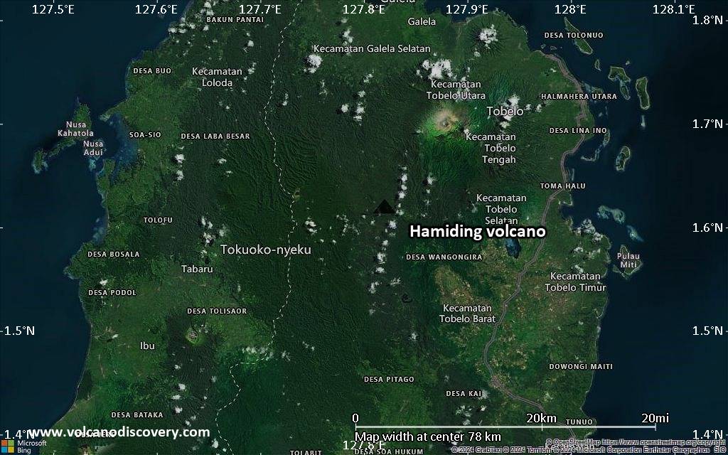 Satellite/aerial-type map of Hamiding volcano (scale of 10s of km)