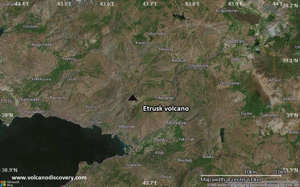 Satellite/aerial-type map of Etrusk volcano (scale of 10s of km)