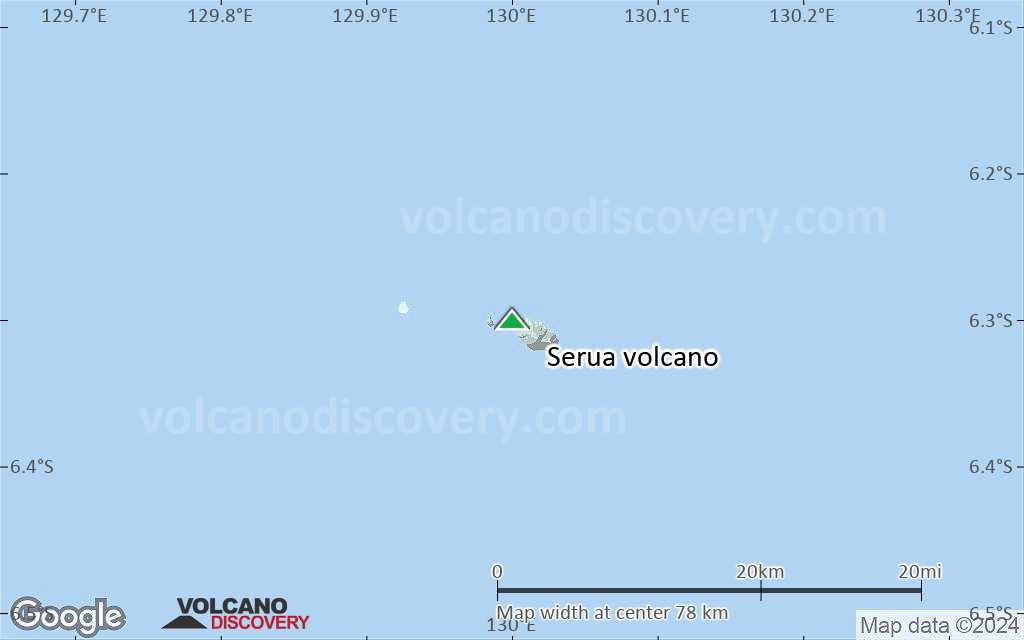 Terrain-type map of Serua volcano (scale of 10s of km)