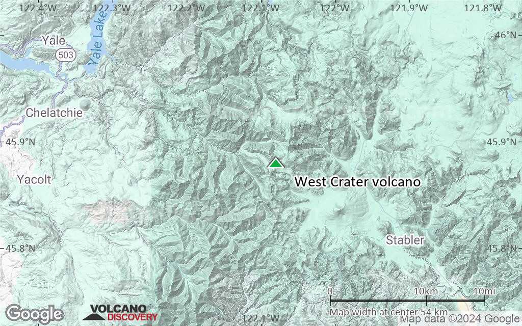 Terrain-type map of West Crater volcano (scale of 10s of km)