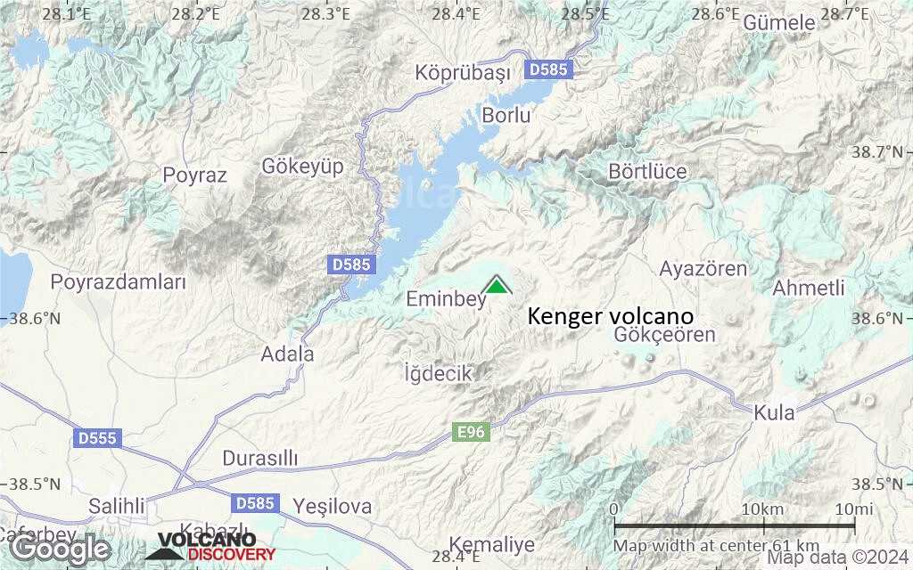 Terrain-type map of Kenger volcano (scale of 10s of km)