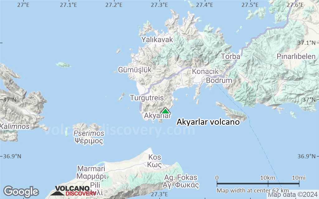 Terrain-type map of Akyarlar volcano (scale of 10s of km)