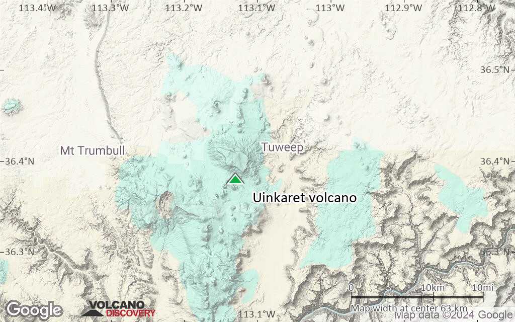 Terrain-type map of Uinkaret volcano (scale of 10s of km)