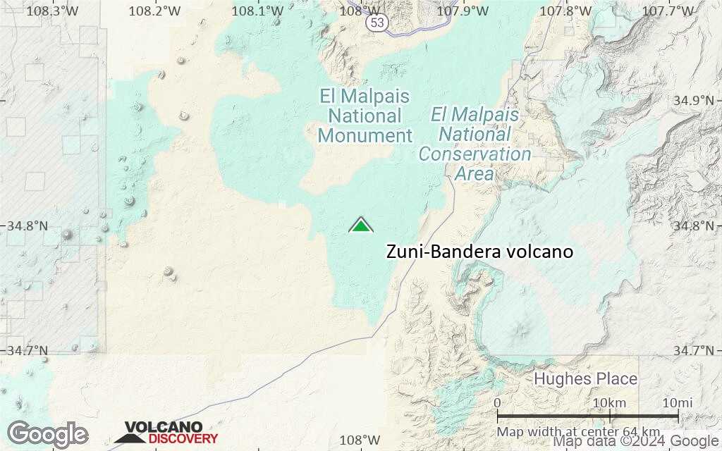 Terrain-type map of Zuni-Bandera volcano (scale of 10s of km)