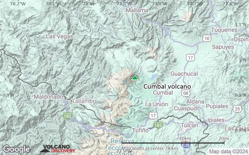 Terrain-type map of Cumbal volcano (scale of 10s of km)